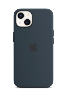 Фото 1 — Чехол защитный iPhone 13 Silicone Case черно-синий (Copy)